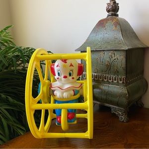 Vintage Bozo The Clown Rolling Wheel